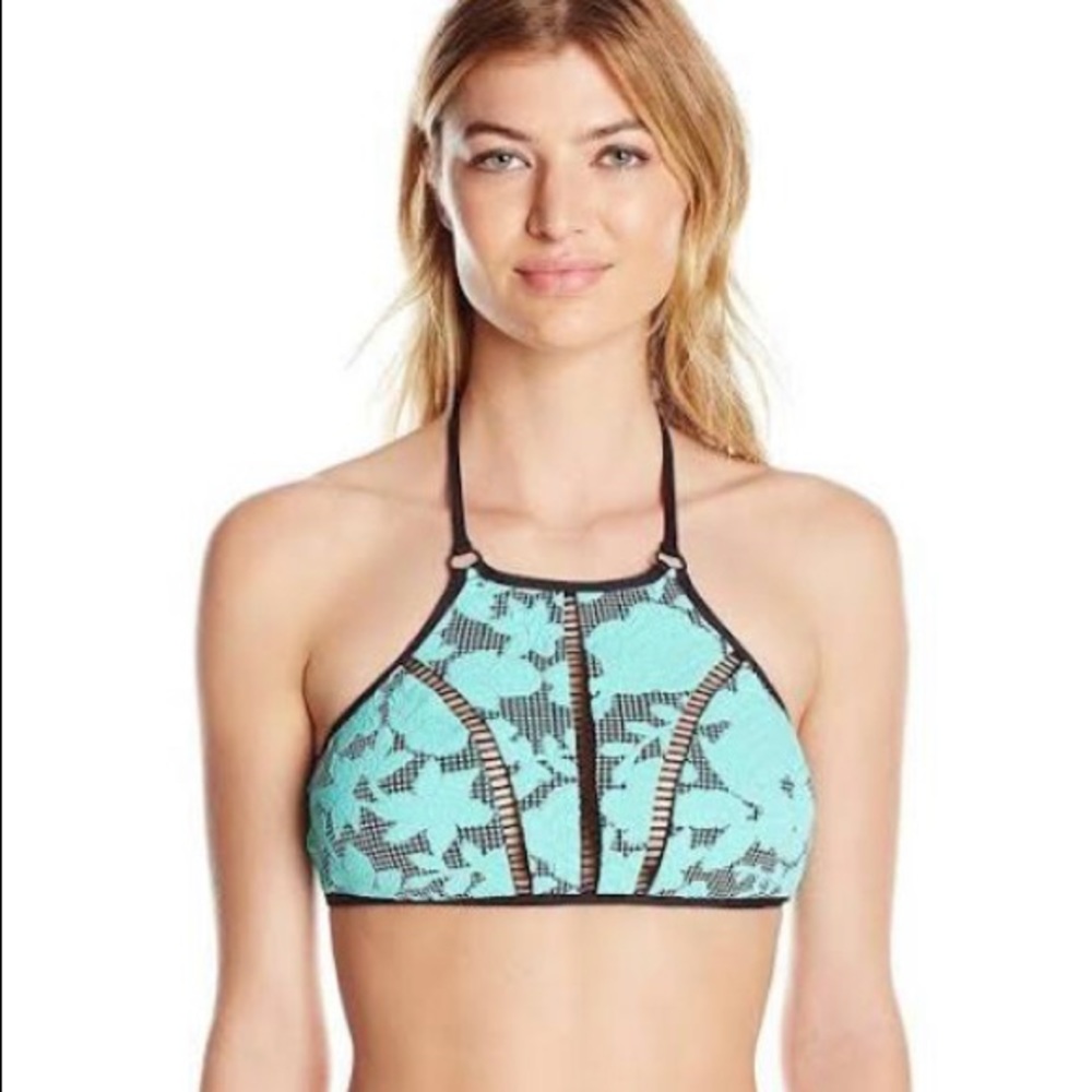 NWT Nanette Lepore Jacquard High Neck Swim Top